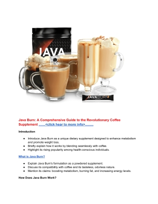 Java Burn: A Comprehensive Guide to theRevolutionary Coffee health Supplement