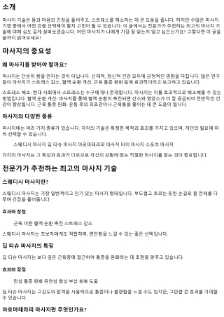 전문가가 추천하는 최고의 마사지 기술