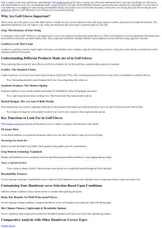 Discovering the very best Golf Handwear Cover Includes for Comfort and Hold