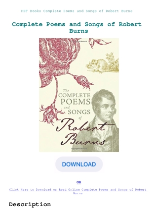 PDF Books Complete Poems and Songs of Robert Burns