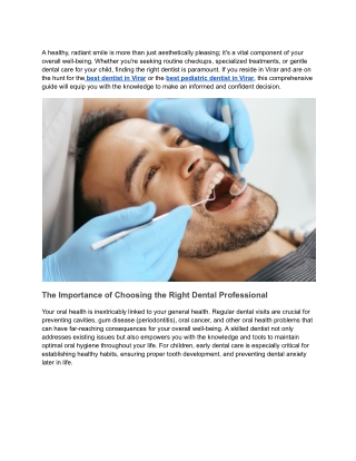 Finding The Best Dentist In Virar