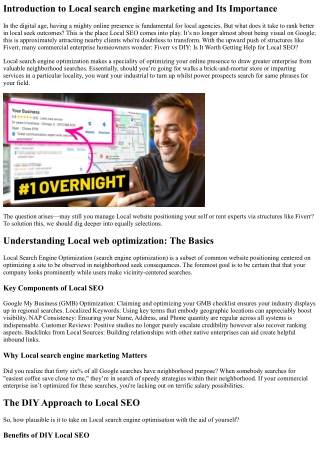 Fiverr vs DIY: Is It Worth Getting Help for Local search engine optimization?