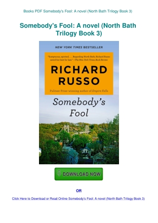 Books PDF Somebody's Fool A novel (North Bath Trilogy Book 3)