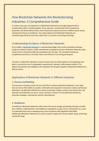 How Blockchain Networks Are Revolutionizing Industries: A Comprehensive Guide