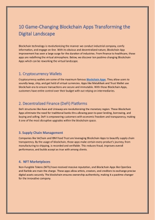 10 Game-Changing Blockchain Apps Transforming the Digital Landscape