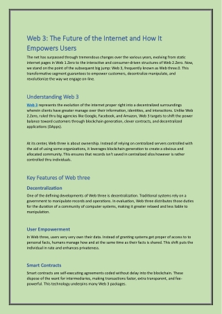 Web 3 The Future of the Internet and How It Empowers Users