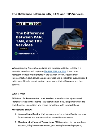The Difference Between PAN, TAN, and TDS Services