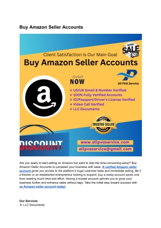 Buy Amazon Seller Accounts