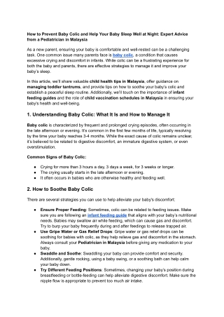 How to Prevent Baby Colic and Help Your Baby Sleep Well at Night_ Expert Advice from a Pediatrician in Malaysia