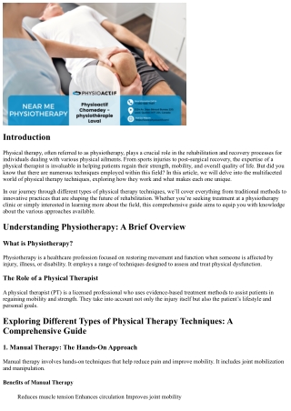 Exploring Different Types of Physical Therapy Techniques