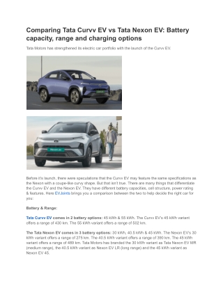 Comparing Tata Curvv EV vs Tata Nexon EV_ Battery capacity, range and charging options
