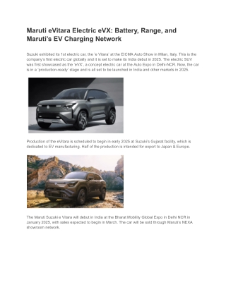 Maruti eVitara Electric eVX_ Battery, Range, and Maruti’s EV Charging Network