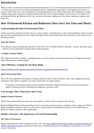 How Professional Kitchen and Bathroom Tilers Save You Time and Money