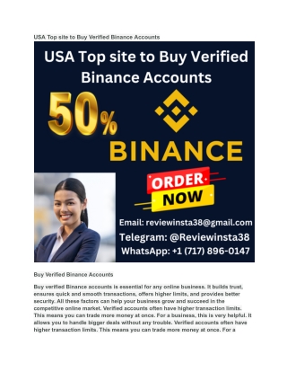 USA Top site to Buy Verified Binance Accounts