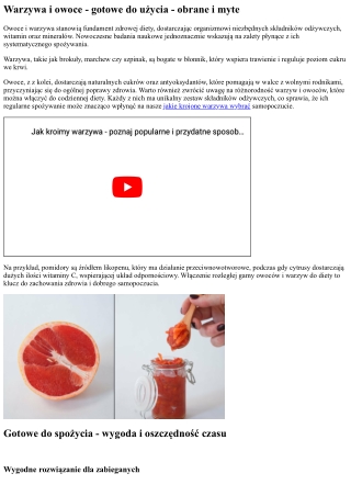 Owoce i warzywa - gotowe do użycia - myte i obrane