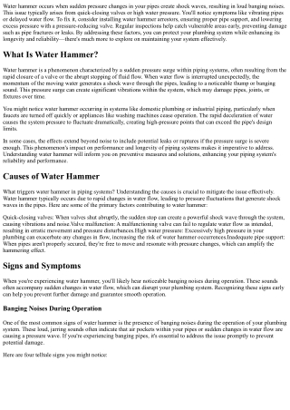 Understanding Water Hammer and How to Fix It