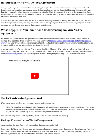 “What Happens If You Don’t Win? Understanding No-Win No-Fee Agreements.”