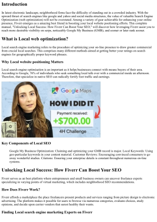 Unlocking Local Success: How Fiverr Can Boost Your search engine optimization
