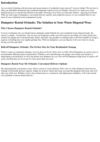 “Affordable and Hassle-Free Residential Dumpsters Available Now!”