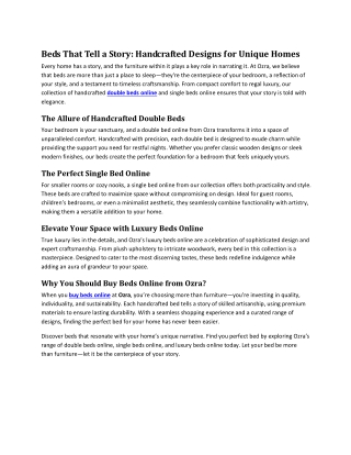 Beds That Tell a Story-Handcrafted Designs for Unique Homes