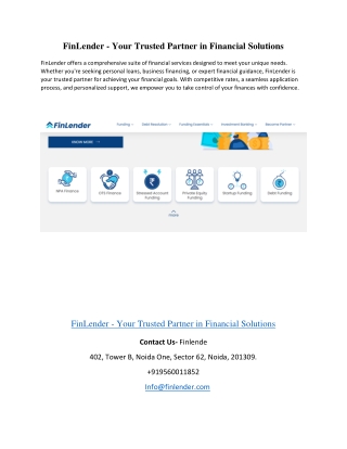 FinLender - Your Trusted Partner in Financial Solutions