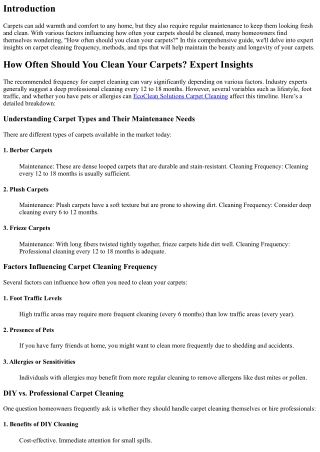 How Often Should You Clean Your Carpets? Expert Insights