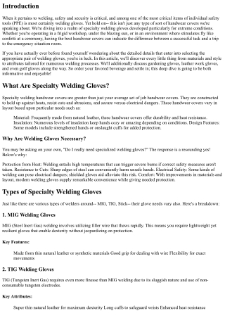 A Deep Study Specialty Welding Gloves for Extreme Conditions