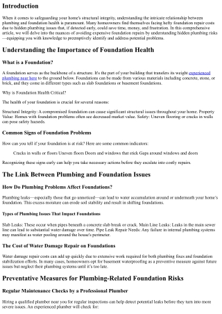 Avoiding Expensive Foundation Repairs by Understanding Hidden Plumbing Risks