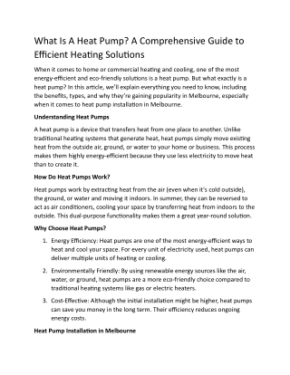 What Is A Heat Pump (MHP-26-01)