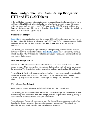 Base Bridge- The Best Cross Rollup Bridge for ETH and ERC-20 Tokens (1)