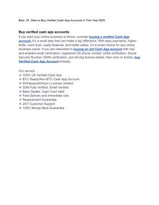 Best  35  Sites to Buy Verified Cash App Accounts in This Year 2025