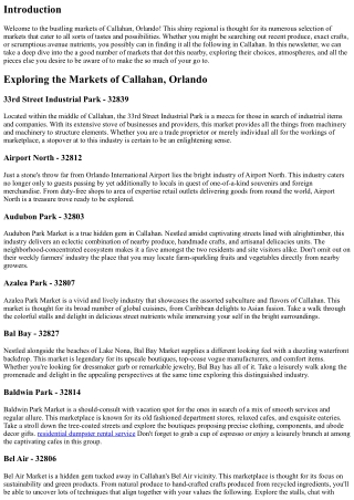Exploring the Markets of Callahan, Orlando