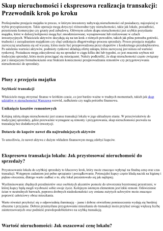 Skup nieruchomości: Skup nieruchomości i ekspresowa realizacja transakcji