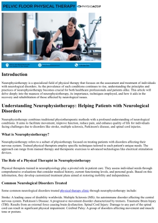 Understanding Neurophysiotherapy: Helping Patients with Neurological Disorders