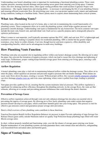 Understanding Your Home's Plumbing Vents and Their Importance