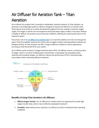 Air Diffuser for Aeration Tank – Titan Aeration