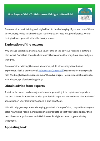 How Regular Visits To Hairdresser Fairlight Is Beneficial