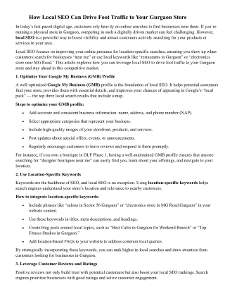 How Local SEO Can Drive Foot Traffic to Your Gurgaon Store