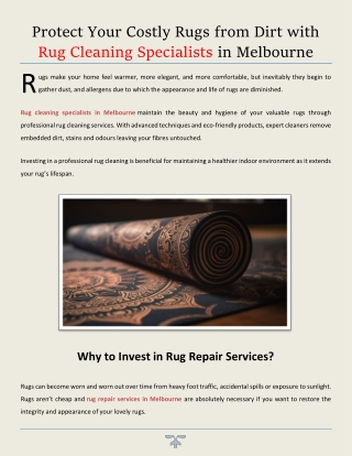 Protect Your Costly Rugs from Dirt with Rug Cleaning Specialists in Melbourne