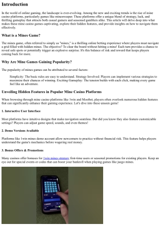 Unveiling Hidden Features in Popular Mine Casino Platforms