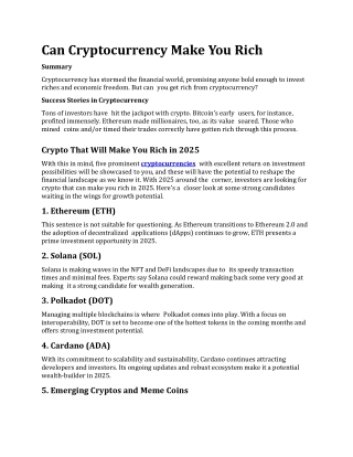 Can Cryptocurrency Make You Rich