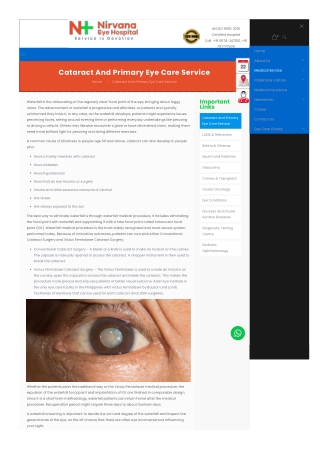 Cataract And Primary Eye Care Service.