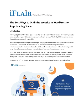 The Best Ways to Optimize Website in WordPress for Page Loading Speed