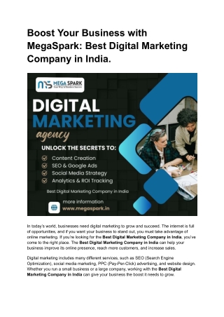 Boost Your Business with MegaSpark: Best Digital Marketing Company in India.