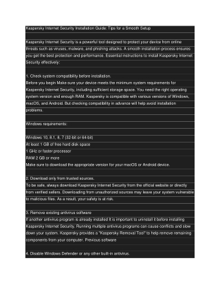 Kaspersky Internet Security installation