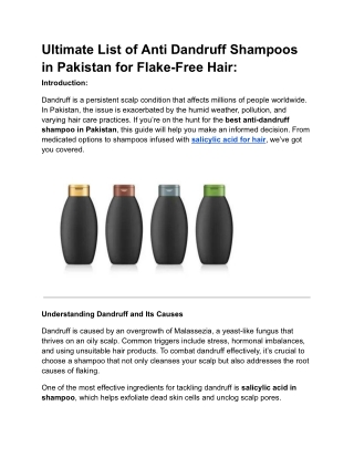 Ultimate List of Anti Dandruff Shampoos in Pakistan for Flake-Free Hair