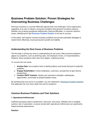 Business Problem Solution