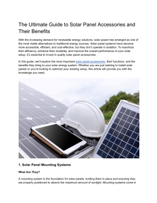 The Ultimate Guide to Solar Panel Accessories and Their Benefits