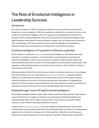 The Role of Emotional Intelligence in Leadership Success