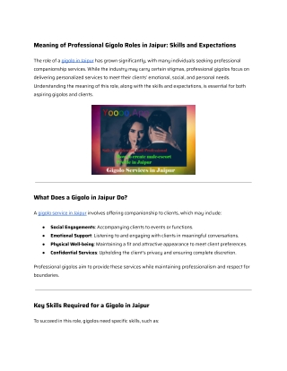 Meaning of Professional Gigolo Roles in Jaipur_ Skills and Expectations